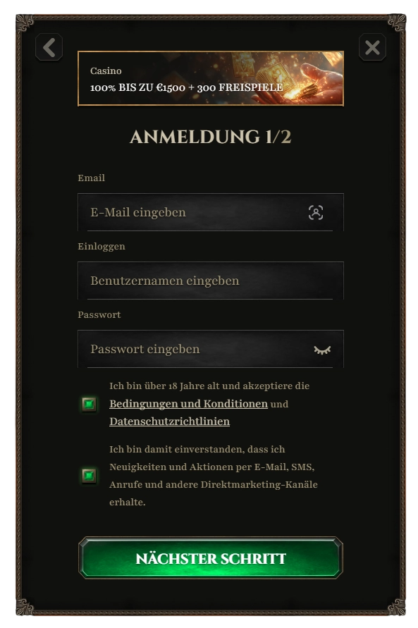 Anmeldung im Kyngs Casino