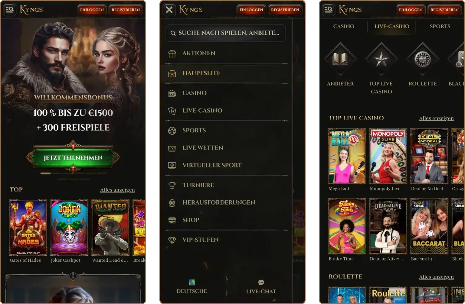Mobile Version von Kyngs Casino