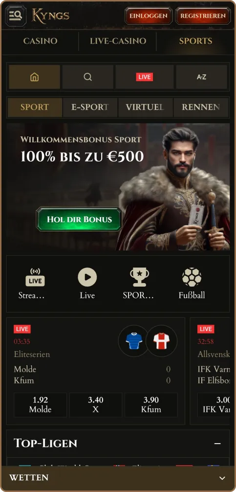 Sportwetten im Kyngs Casino